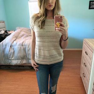 Tan crochet sweater top